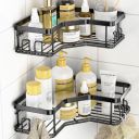 Sulfar Self Adhesive Corner Shelf for Bathroom Adhesive Shelf (Black) Pack of 2...
