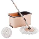 Sulfar Spin Bucket Mop Set with Plastic Wringer and Auto-fold Handle, Peach, (1 Extra Refill)...