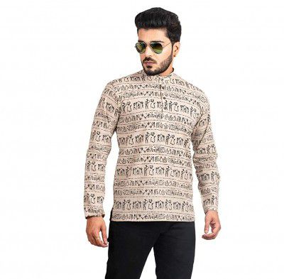 Sultan Mens Cotton Printed Straight Kurta