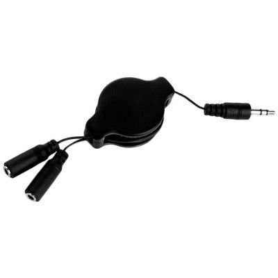 SumacLife NBKDAT424_18 Retractable 2-Way Audio Jack Splitter Earphone Headphone Splitter Music Sharing Cable