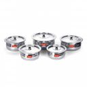 Sumeet Stainless Steel Cook And Serve 5Pc Handi Set With Lids 1 , 1.35, 1.7, 2.1, 2.8, 2.8 Liter...
