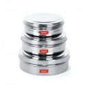 Sumeet Stainless Steel Storage Container- 300ML,480ML,600ML, 3 Pieces, Silver...