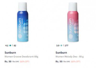Sunburn Deodorant Starts ₹99 | Upto 60% Off