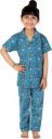 SUNDERLOOK  Girls Printed Pure Cotton Kids Nightwear  (Blue Pack of 1)...