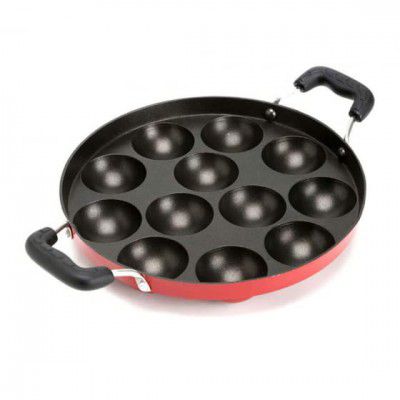 SUNDRY 12 ???? Cavities Non Stick Appam Patra with Lid,Black (Paniyarrakal/Paniyaram/Appam Pan/Maker/Pan Cake Maker)MAKE IN INDIA