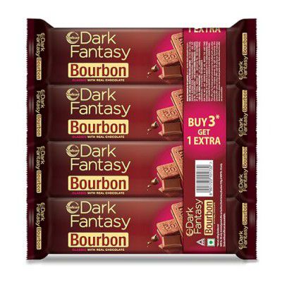 Sunfeast Dark Fantasy Bourbon Bliss, Classic Biscuit Made With Real Chocolate, 558 Grams (3 and 1)