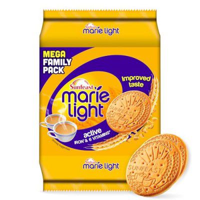 Sunfeast Marie Light Active, Marie Biscuits with Iron and 6 Vitamins, Tea-Time Biscuits Family Pack, 956G/1KG