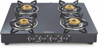 Sunflame CRYSTAL 4B BK Glass Manual Gas Stove  