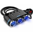 Sunjoyco 3-Socket Cigarette Lighter Adapter, 100W 12V/24V Power DC Outlet Splitter with 3.1A Dual USB Car Charger and On/Off Switch + Voltage Display for iPhone iPad Samsung GPS Dashcam...