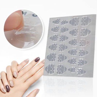 Sunkizzrs® Nails Extension Artificial Nail?Pack of 24?Everlasting French Tip False Nails Acrylic Full Fake Nail Tips Art Set With Nail Adhesive Stickers & Nail File (240Pcs Nail Jelly Sticker)
