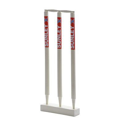 Sunley Wooden Wicket Set for Youth and Senior(3 Piece Wooden wickets,2 Piece bails,1 Piece Base)