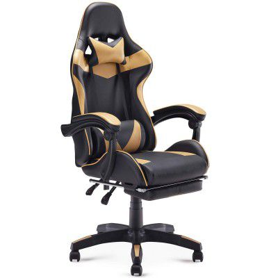 Sunon Gaming Chair, Computer Chair with Footrest and Lumbar Support, Height Adjustable Gaming Chair with 360°-Swivel Seat and Headrest for Office or Gaming