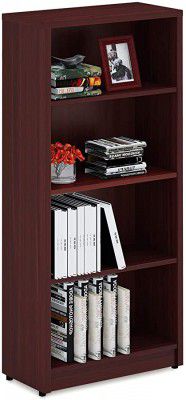 Sunon Home Office Bookcase Melamine Engineered Wood 4 Shelf Adjustable Layers Bookshelf , Mahogany