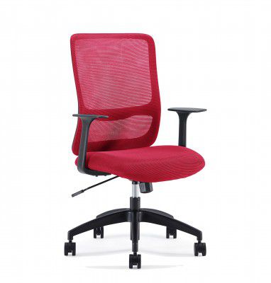 Sunon Mid Back Office Chair with Breathable Mesh Fabric, Ergonomic Office Chairs with Soft Sponge Cushion, Adjustable Armrest Swivel Rolling Chair (Red)