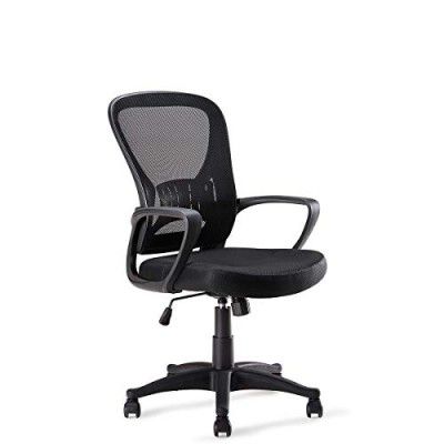 Sunon Office Chairs, Adjustable Lumbar Support Office Chair Computer Chair with Adjustable Seat Height, Mid Back (Black, Fabric & Nylon)