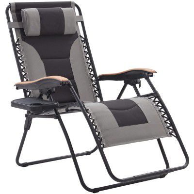Sunon Zero Gravity Lounge Chair, Folding Recliners Anti Gravity Chair with Adjustable Pillow and Detachable Cup Holder, Reclining Camping Chair for Pool Side Yard Beach