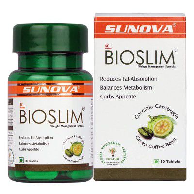 SUNOVA Bioslim Fat Burner Tablets – Organic Weight Management Formula Made of Garcinia Cambogia and Green Coffee Bean Extracts – 60 Tablets (Pack of 1)