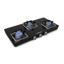 Sunshine Aircross 3 Burner | Toughened Glass Gas Stove, Forged Brass Burner, Manual Ignition...