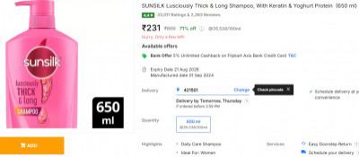 SUNSILK Lusciously Thick & Long Shampoo - (650 ml)