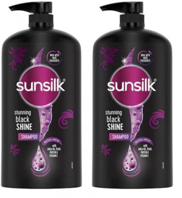Sunsilk Stunning Black Shine Shampoo, 1 Ltr (Pack of 2)