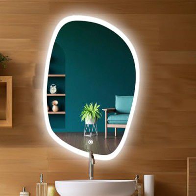 Sunsyze Glass Wall Mounted Mirror With Light, 18X24 Touch Sensor Led Mirror 