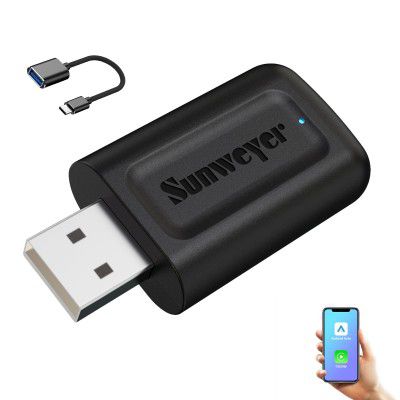 Sunweyer 2025 Latest Wireless CarPlay & Android Auto Adapter 2 in 1 Auto Connect Box