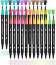 SUPER TOY 24 Shades Dual Tip Brush Marker Pens Set For Coloring...