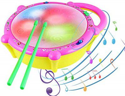 SUPER TOY Musical Flash Drum with 3D Lights Music Baby Toy for 2 3 4 Year Kid Boy Girl