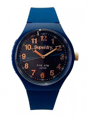 Superdry men Black Brass Dial & Blue Straps Analogue Watch SYG351U