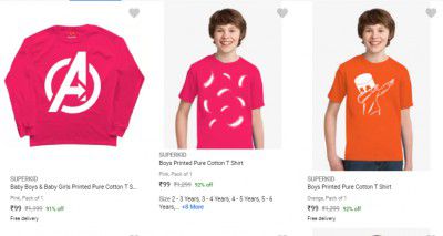 Superkid Kids T Shirts Starts ₹99