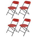 Supreme Furniture Amity Polypropylene with Metal Frame Folding Without Arm Chair (Set of 4, Red)...