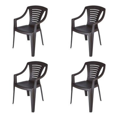 Supreme Fiji Plastic Chair (Wenge, Set of 4)