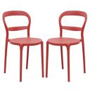 Supreme Furniture Fiona Plastic Without-Arm Chair (Set of 2, Coke Red)...