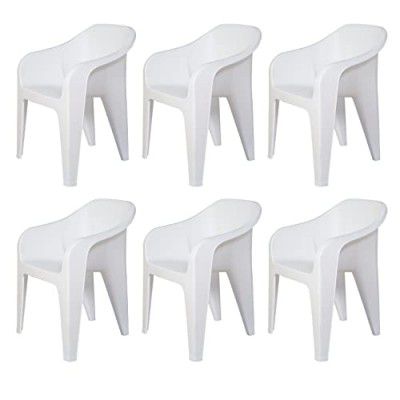 Supreme Furniture Futura Plastic with-Arm Chair Suitable for Home, Office, Garden, Living Room, Cafeteria, Restaurant, Hotel, Resort, Indoor & Outdoor(Set of 6, Milky White)