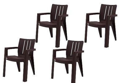 Supreme Furniture Kent Plastic with-Arm Chair (Set of 4, Globus Brown)