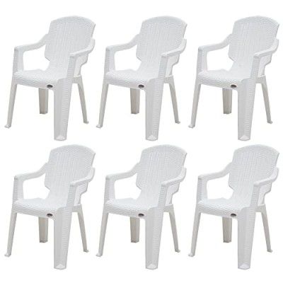 Supreme Furniture Mark Plastic with Arm Chair Suitable for Home, Office, Garden, Living Room, Cafeteria, Restaurant, Hotel, Resort, Indoor & Outdoor (Set of 6, Milky White)