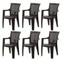 Supreme Furniture Net Plastic with Arm Chair Suitable, Indoor & Outdoor (Set of 6, WENGE)...