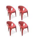 Supreme Furniture Tulip Plastic Armchair - (Set of 4,Sunset RED)...