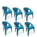 Supreme Furniture Tulip Plastic Armchair - Perfect for Any Space (Set of 6,Cobalt Blue)...