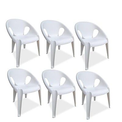 Supreme Furniture Tulip Plastic Armchair (Set of 6,Milky White)