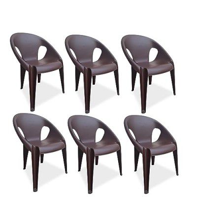 Supreme Furniture Tulip Plastic Armchair (Set of 6,G.Brown)