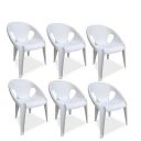 Supreme Furniture Tulip Plastic Armchair (Set of 6,Milky White)...