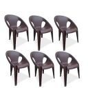 Supreme Furniture Tulip Plastic Armchair (Set of 6,G.Brown)...