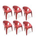 Supreme Furniture Tulip Plastic Armchair (Set of 6,Sunset RED)...