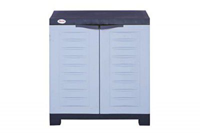 Supreme Furniture Fusion 01 with 2 Doors & Adjustable 1 Shelf Plastic Cupboard/Cabinet (Small Size, Charcoal/Sky Grey)