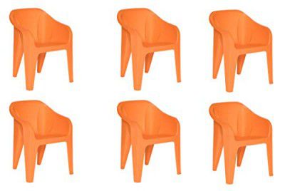 Supreme Futura Plastic Chairs for Home and Office (Set of 6, Orange)