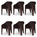 Supreme Futura Plastic Chairs for Home and Office (Set of 6, Brown)...