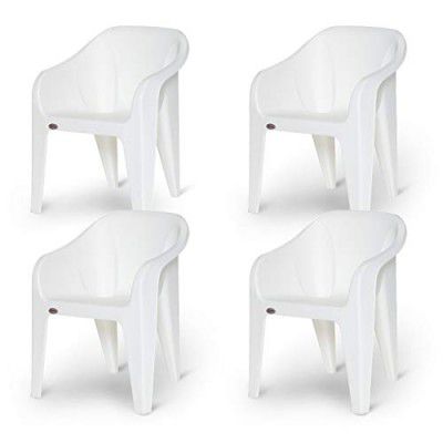 Supreme Futura Plastic Chairs for Home and Office (Set of 4, Milky White)
