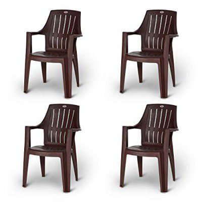 Supreme Turbo Super Plastic Chairs for Home (Set of 4, Globus Brown)