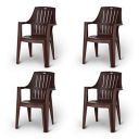 Supreme Turbo Super Plastic Chairs for Home (Set of 4, Globus Brown)...